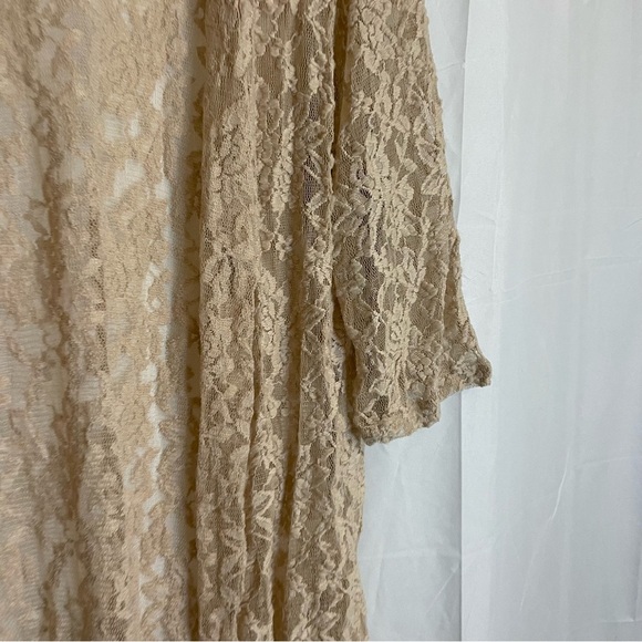 DOUBLE TAKE Women’s Tan Nude Lacy Sheer Kimono Cardigan Robe One Size - Picture 7 of 13
